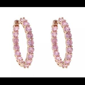 18kt Rose Gold Pink Rhinestones hoops